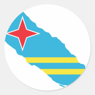 Sticker Rond Carte de drapeau d'Aruba