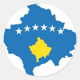 Sticker Rond Carte de drapeau de Kosovo