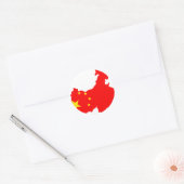 Sticker Rond Carte de drapeau de la Chine (Enveloppe)