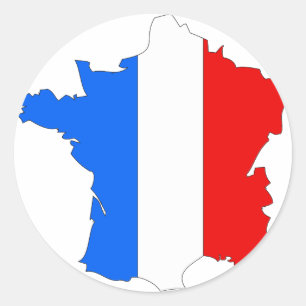 Sticker Rond Carte de drapeau de la France