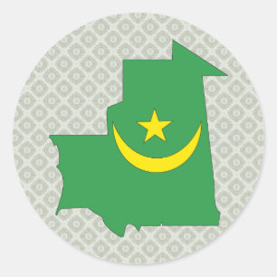 Sticker Rond Carte de drapeau de la Mauritanie normale