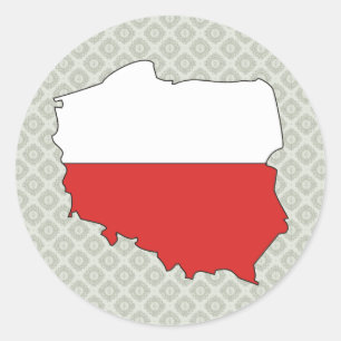 Sticker Rond Carte de drapeau de la Pologne normale