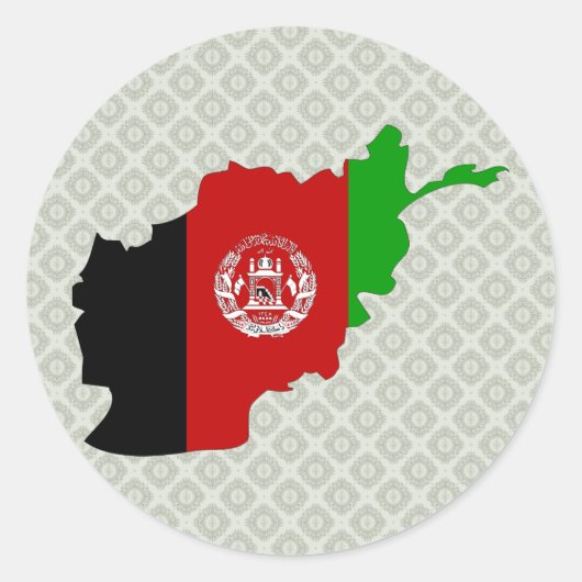 Sticker Rond Carte de drapeau de l'Afghanistan normale (Devant)