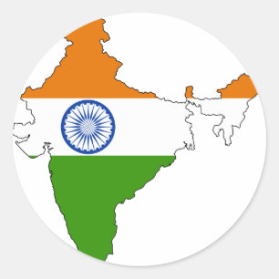Sticker Rond Carte de drapeau de l'Inde