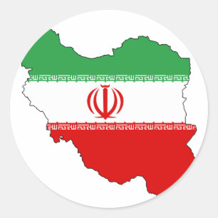 Sticker Rond Carte de drapeau de l'Iran
