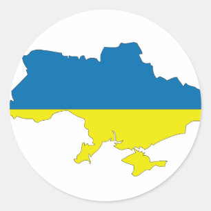 Sticker Rond Carte de drapeau de l'Ukraine