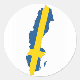 Sticker Rond carte de drapeau de pays de la Suède