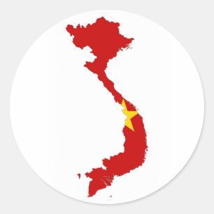 Sticker Rond carte de drapeau de pays du Vietnam