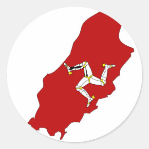 Sticker Rond Carte de drapeau d'Isleofman