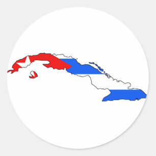 Sticker Rond Carte de drapeau du Cuba