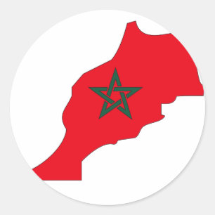 Sticker Rond Carte de drapeau du Maroc