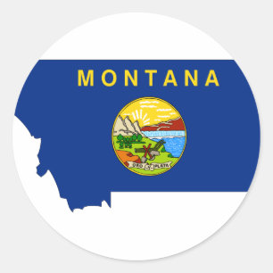Sticker Rond Carte de drapeau du Montana