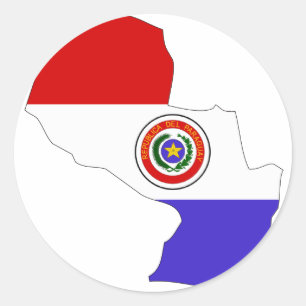 Sticker Rond Carte de drapeau du Paraguay