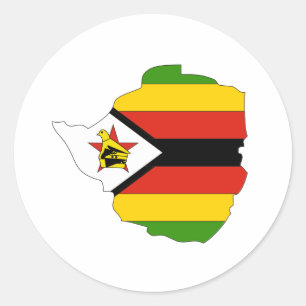 Sticker Rond Carte de drapeau du Zimbabwe