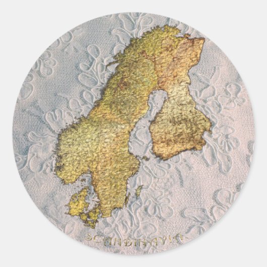 Sticker Rond Carte de la cartographie scandinave (Devant)