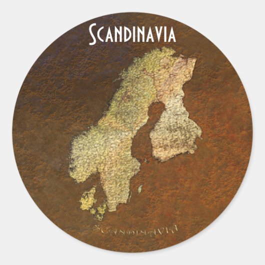 Sticker Rond Carte de la cartographie scandinave (Devant)