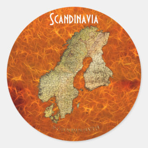 Sticker Rond Carte de la cartographie scandinave