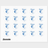 Sticker Rond Carte de la Grèce bleue et blanche (Feuille)