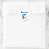 Sticker Rond Carte de la Grèce bleue et blanche (Sac)