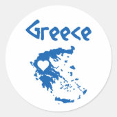 Sticker Rond Carte de la Grèce bleue et blanche (Devant)