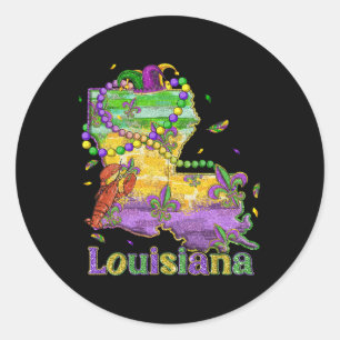 Sticker Rond Carte de la Nouvelle-Orléans Louisiane Fleur De Li