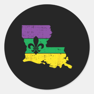 Sticker Rond Carte de la Nouvelle-Orléans Louisiane Jester Funn