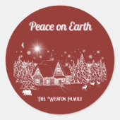 Sticker Rond Carte de la Paix de Noël du Pays Blanc (Devant)