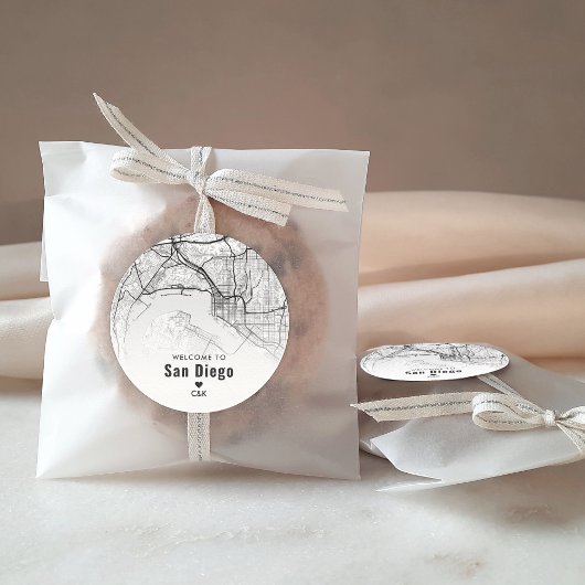 Sticker Rond Carte de la ville de San Diego | Bienvenue au mari