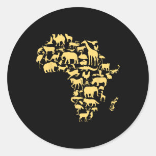Sticker Rond Carte de l'Afrique Animaux Melanin Afrique Noir Hi