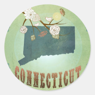 Sticker Rond Carte de l'état du Connecticut - Vert
