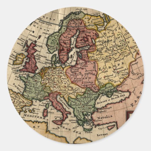 Sticker Rond Carte de l'Europe 1721 (Devant)