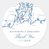 Sticker Rond Carte de l'île de Newport Rhode Marine Mariage Fav (Devant)
