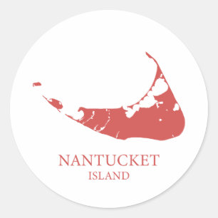 Sticker Rond Carte de l'île Nantucket rouge