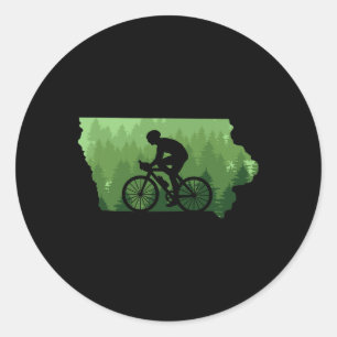 Sticker Rond Carte de l'Iowa Vélo de Montagne Cycliste Vtt Cycl