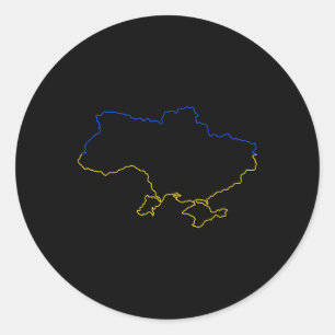 Sticker Rond Carte de l'Ukraine avec des couleurs bleues et jau