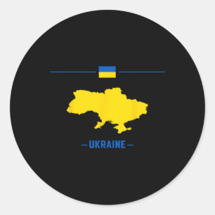 Sticker Rond Carte de l'Ukraine isolée avec le drapeau et le no