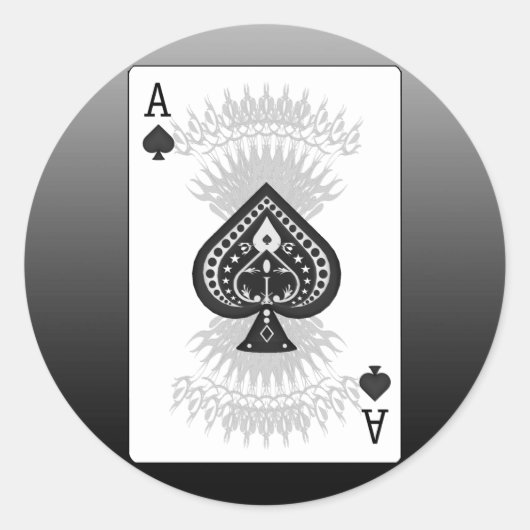 Sticker Rond Carte de Poker Ace of Spades : (Devant)
