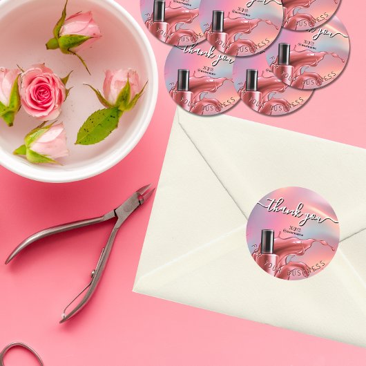 Sticker Rond Carte de remerciements de marque de commerce Nail 