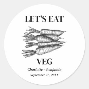 Sticker Rond Carte de Repas de Mariage Végétarien Vintage