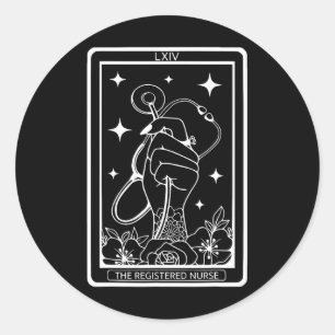 Sticker Rond Carte de Tarot Infirmière Enregistrée Rn Stethosco