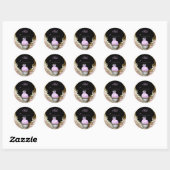Sticker Rond Carte de visite Cupcake Elegant Damask Violet Noir (Feuille)