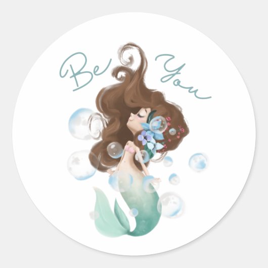 Sticker Rond Carte de voeux Mermaid Be You (Devant)