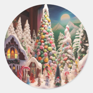 Sticker Rond Carte de voeux Noël Gingerpain Candy
