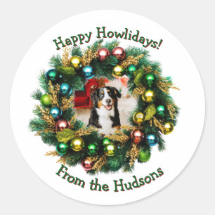 Sticker Rond Carte de vœux photo Joyeuses Fêtes