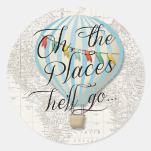 Sticker Rond Carte des chevalets de ballons à air chaud Oh les