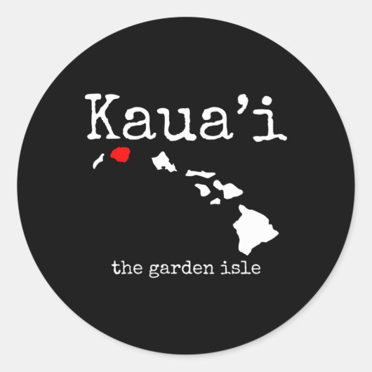 Sticker Rond Carte des îles Hawaii de Kauai (Devant)