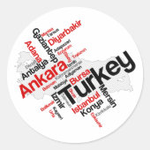 Sticker Rond Carte des villes de Turquie (Devant)