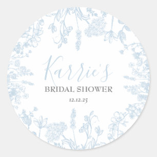 Sticker Rond Carte d'invitation de mariage en Chinoiserie Bleue
