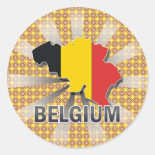 Sticker Rond Carte Drapeau Belgique 2.0