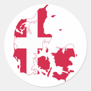 Sticker Rond Carte Drapeau Danemark